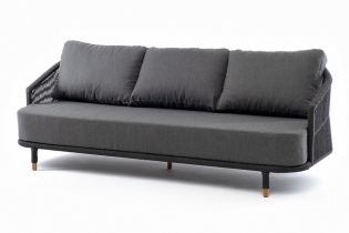 MR1002201 диван 3-местный плетеный из роупа, каркас алюминий темно-серый шагрень, роуп темно-серый